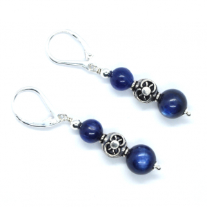 Boucles d 'oreilles en argent et cyanite