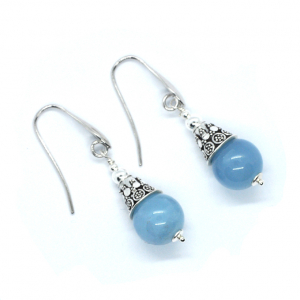 Boucles d 'oreilles en argent et aigue marine