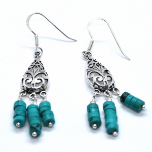 Boucles d 'oreilles en argent et turquoise