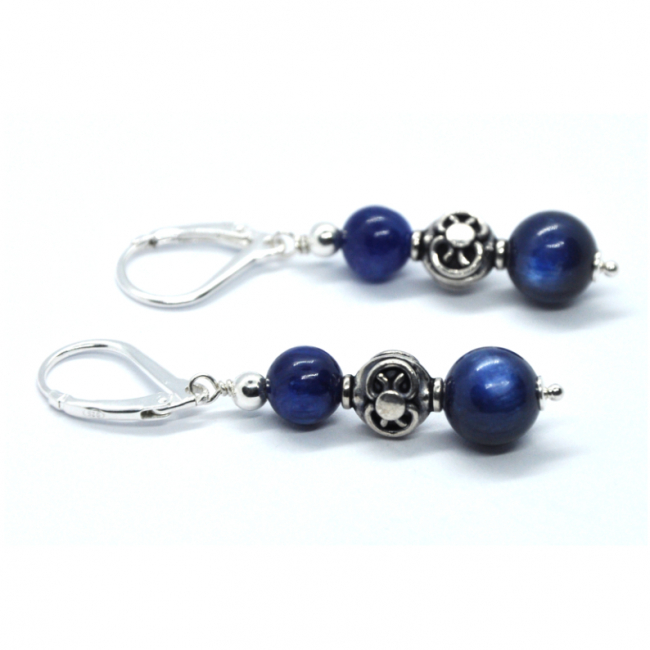 Boucles d 'oreilles en argent et cyanite