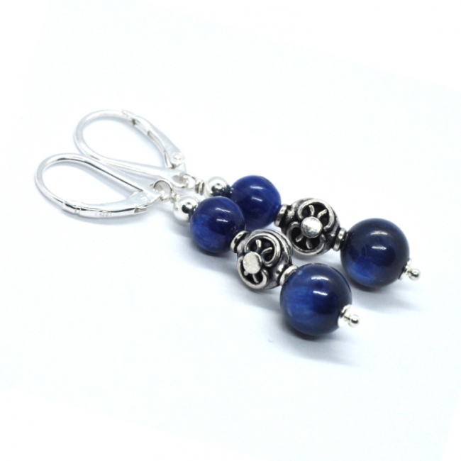Boucles d 'oreilles en argent et cyanite