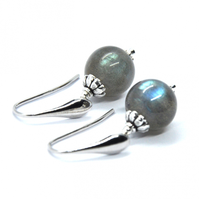 Boucles d 'oreilles en argent et labradorite