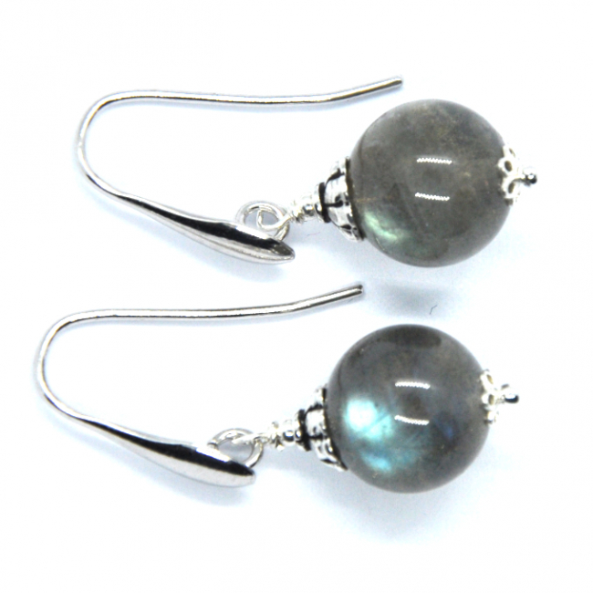 Boucles d 'oreilles en argent et labradorite