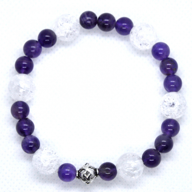 Bracelet améthyste et cristal de roche